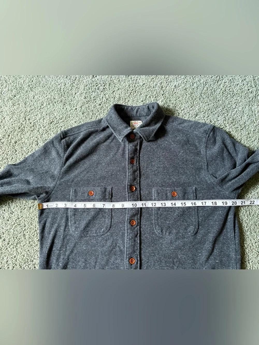 Faherty Knit Alpine Shirt Charcoal Heather Mens Size S Organic Cotton Stretch